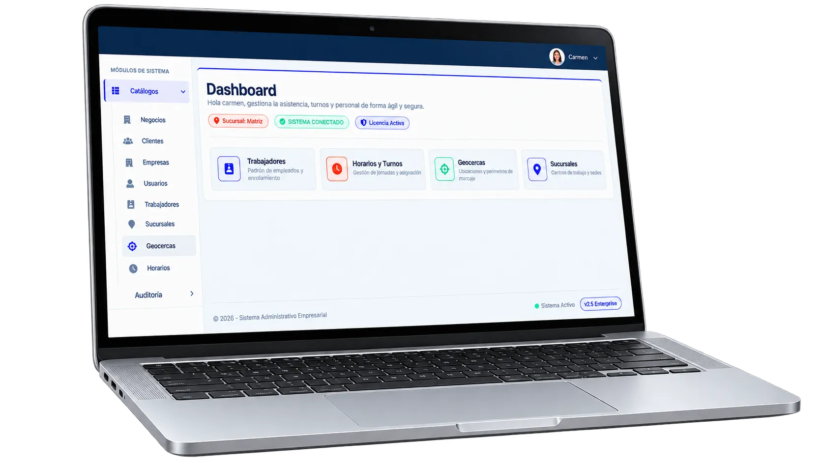 Dashboard de Jornexa para la administración de colaboradores